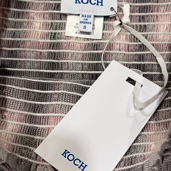 KOCH Smocked Ruffle Mini Skirt, USA, NWT, Gray Plaid,S - Picture 6 of 9